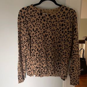 J crew leopard cashmere sweater XL